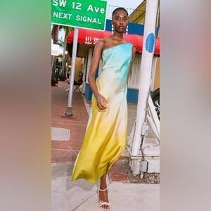 Zara Tie Dye One Shoulder Sleeveless Maxi Dress